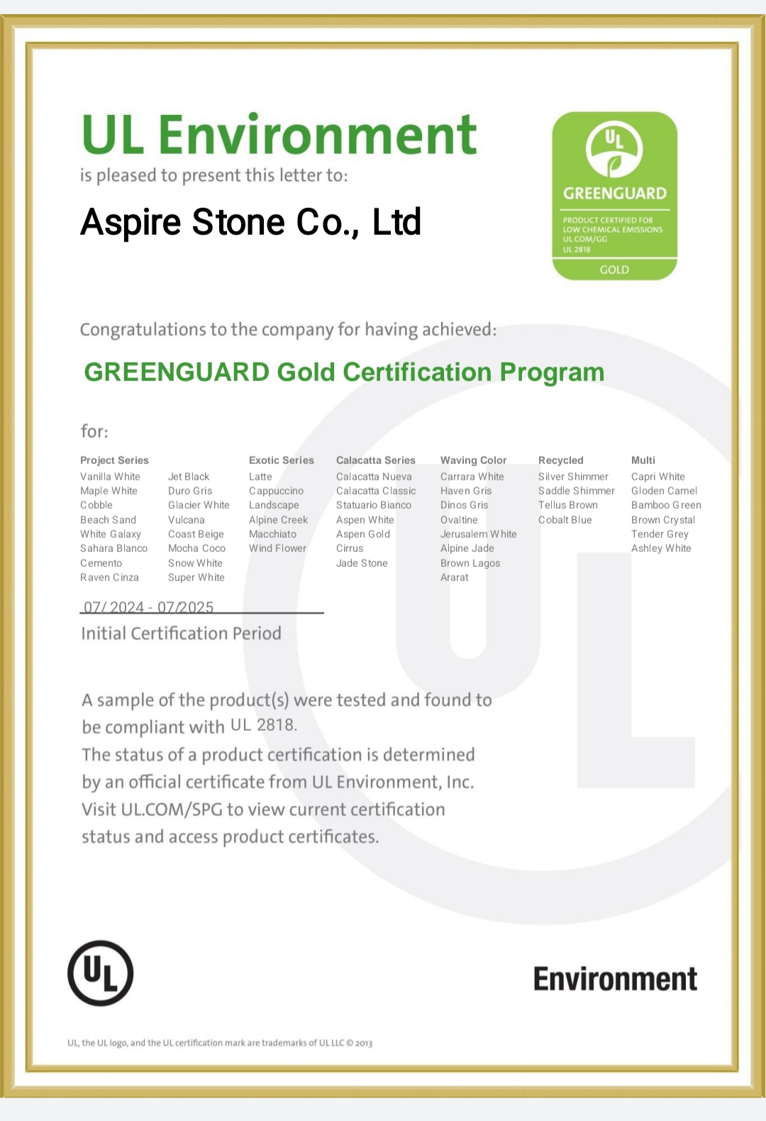 Greenguard Certified